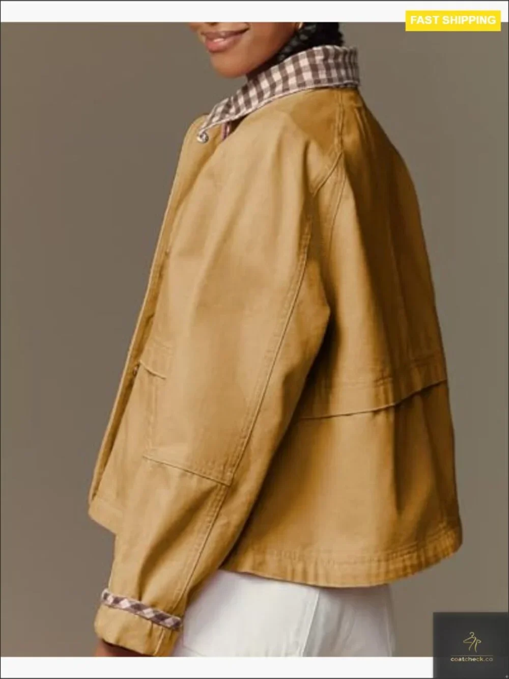 Button Front Plaid Jacket Oversized Casual Barn Coat with Pockets